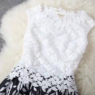 Leaves Lace Embroidery Dress