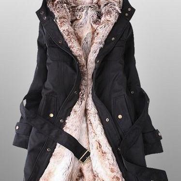 Black Coat And Artificial Fur Coat
