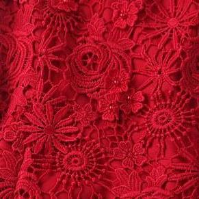 Red Embroidery Beading Temperament Sleeveless..