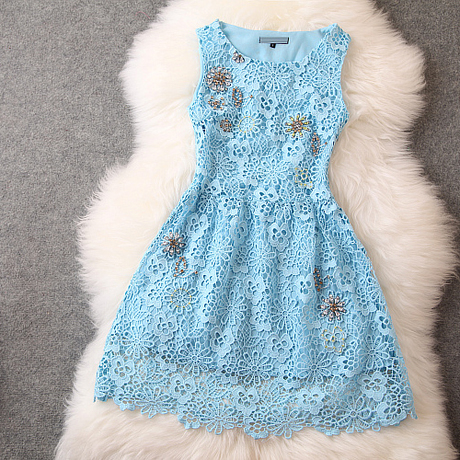 Embroidery Lace Sleeveless Dress